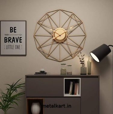 Metalkart Special Floating Golden Sunburst Clock (24 x 24 Inches)